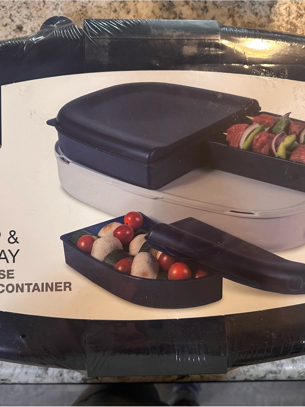 Black Multi-Compartment Food Prep and Serving Container